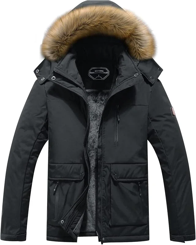 MOERDENG Veste de ski imperméable et chaude à capuche pour femme – Veste de ski coupe-vent de montagne pour femme, noir, Small — Vetements ski