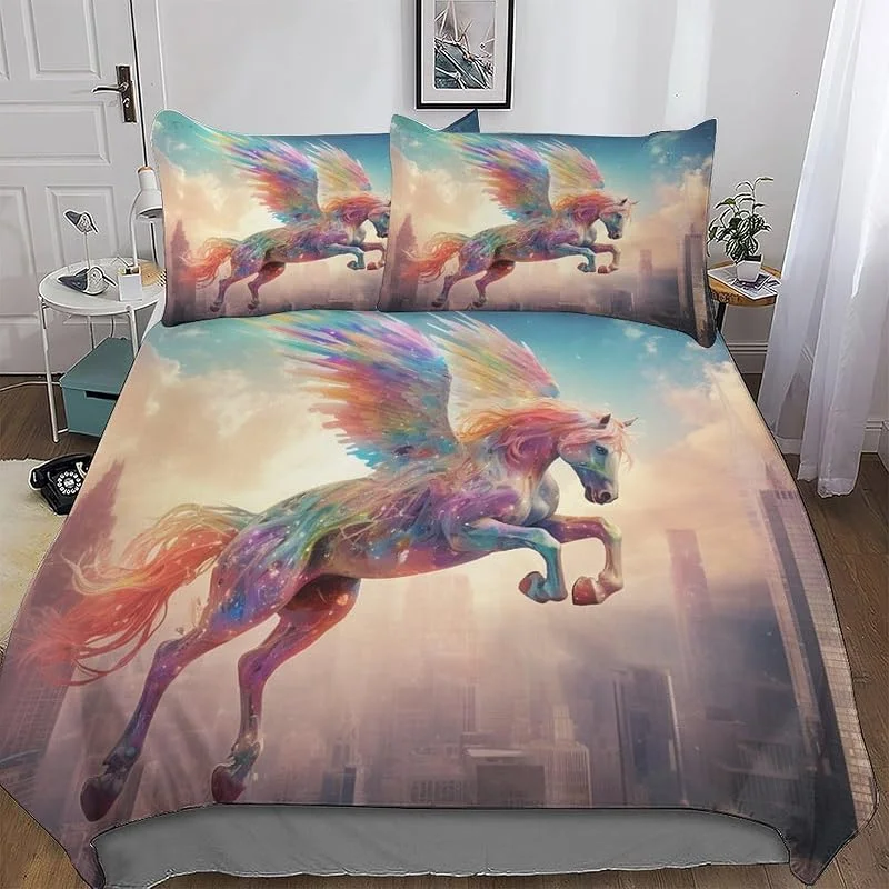 Cheval Parure De Lit pour EnfFourmis Adultes Housse De Couette Et Taies d'oreiller 3 Pièces Douce Microfibre Housse De Couette Double 200x200cm — Equipement ski