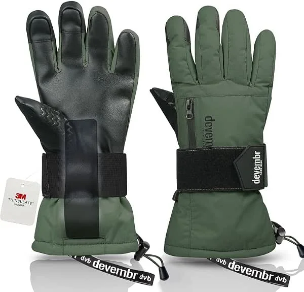 devembr Gants de Snowboard avec Protège-Poignets, Gants de Ski à écran Tactile, Imperméables — Vetements ski