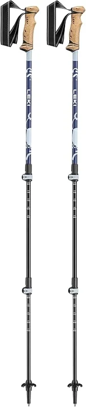 LEKI Spirit Lite Bâtons de marche réglables et légers en aluminium pour trekking et randonnée, bleu marine, vert foncé, 100-135 cm — Equipement ski