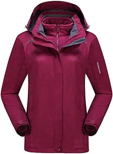 MU Veste de Ski Imperméable Femme Veste de Ski Imperméable Femme 'Hooded Windbreaker Mountain Snowboard Windbreaker Hooded for Traveling Climbing Hiking Winter, Rose foncé, *** L — Vetements ski