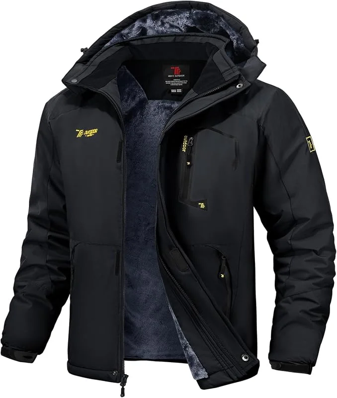 Rdruko Veste de ski pour homme - Veste d'hiver chaude doublée - Veste softshell épaisse - Imperméable - Veste de snowboard respirante - Veste fonctionnelle avec capuche amovible — Vetements ski