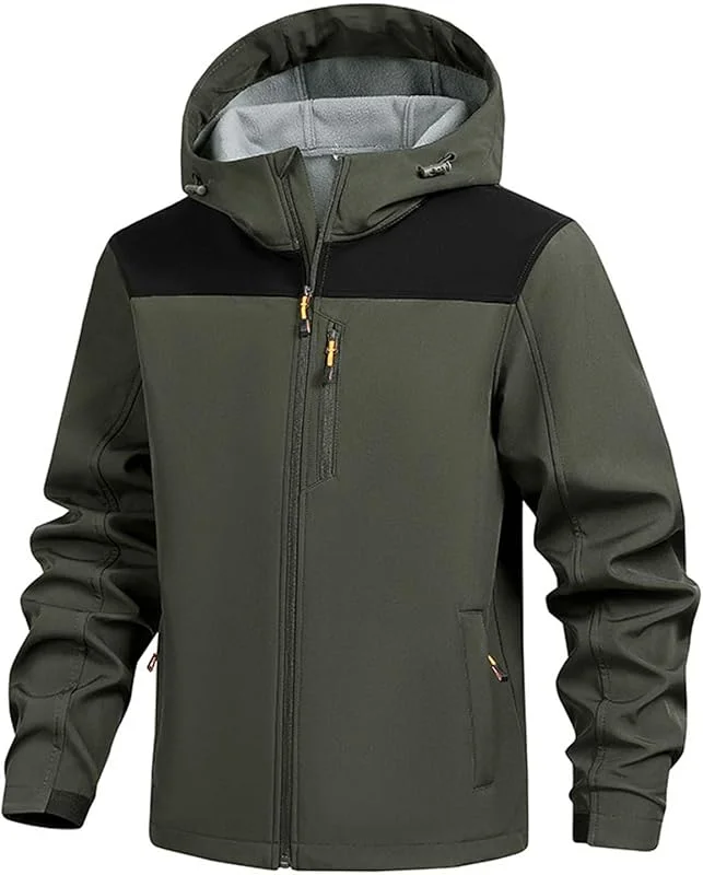 Générique Blouson Homme Hiver Chaud Ski Zippé D'Hiver Outdoor Veste Manteau Randonnée Avec Capuche Amovible Militaire Softshell Épais Parka Fonctionnel — Vetements ski