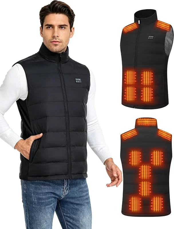 Veste Chauffante Femme Homme, 15 Zones de Chauffage 3 Modes de Chauffe Gilet Chauffant Électrique Doudoune sans Manche pour Randonnée, Moto, Camping Extérieur (Sans Batterie) — Vetements ski