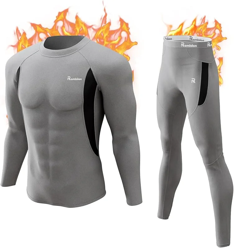 romision Sous-vêtement thermique pour homme avec doublure en polaire pour la chasse, ensemble couche de base pour temps froid — Vetements ski