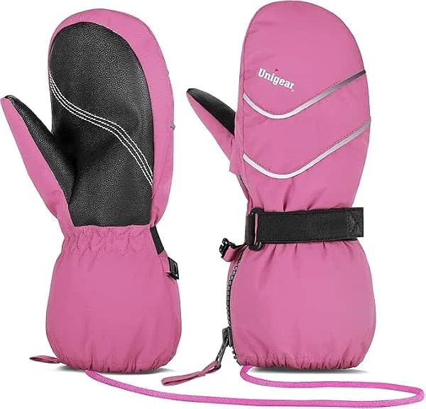 Unigear Moufles Ski Enfant Hiver Chaudes Étanches Coupe-Vent Fille Garçon — Vetements ski