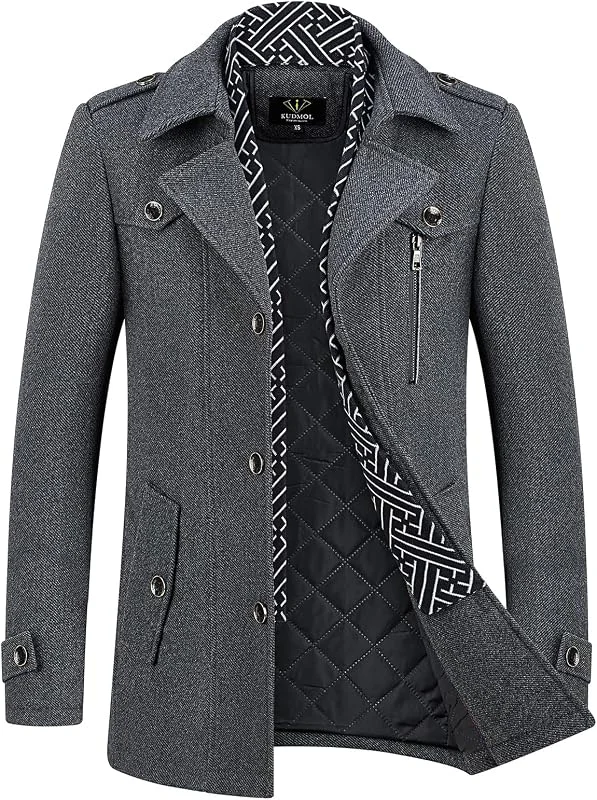Manteau Homme en Laine Hiver Chaud Trench-Coat Homme — Vetements ski