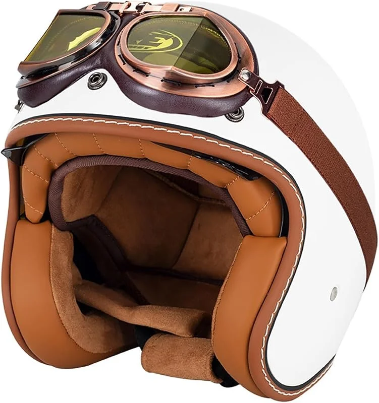 EBAYIN Casque Jet Vintage Casque De Moto Ouvert for Scooter, Moto Jet for Hommes Et Femmes, avec Pare-Soleil Vélo Électrique Vélo De Route Homologué ECE(I, M=(57~58cm)) — Equipement ski