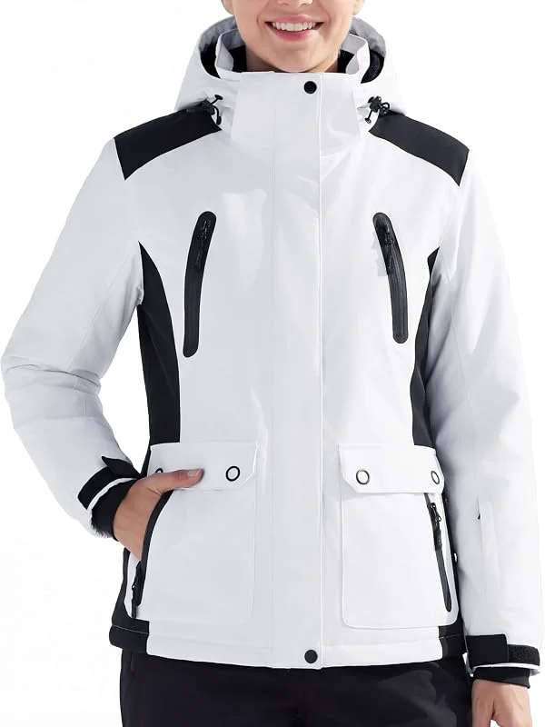 FREE SOLDIER Veste de ski imperméable doublée de polaire pour femme – Manteau d'hiver chaud avec capuche et coutures entièrement scellées — Vetements ski