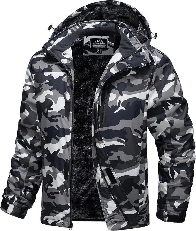 MAGCOMSEN Vestes d'hiver imperméables pour hommes Manteau chaud de ski et de neige Veste de montagne coupe-vent avec capuche amovible — Vetements ski