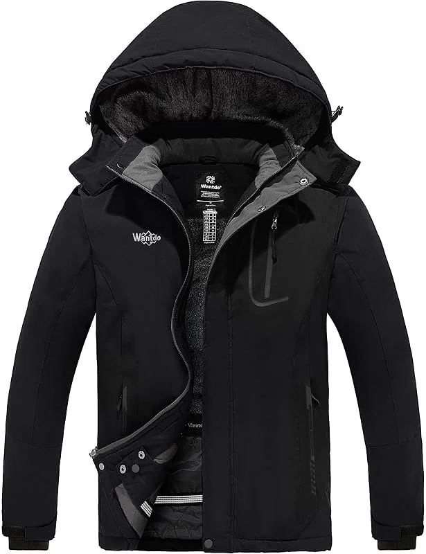 Wantdo Homme Manteau d'hiver Chaud avec Capuche Veste de Ski Imperméable — Vetements ski