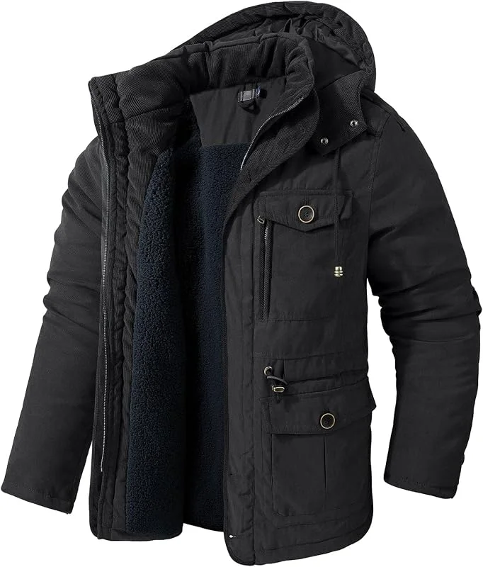 Veste de ski imperméable pour homme avec plusieurs poches – Manteau d'hiver coupe-vent doublé en polaire pour snowboard et travail — Vetements ski