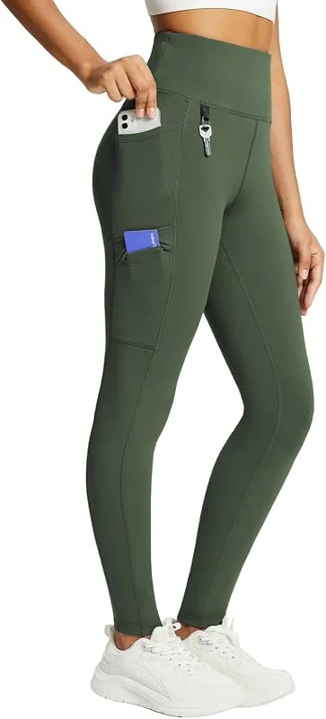 baleaf Legging doublé en Polaire pour Femme - Taille Haute - Imperméable - Thermique - avec Poches zippées — Vetements ski