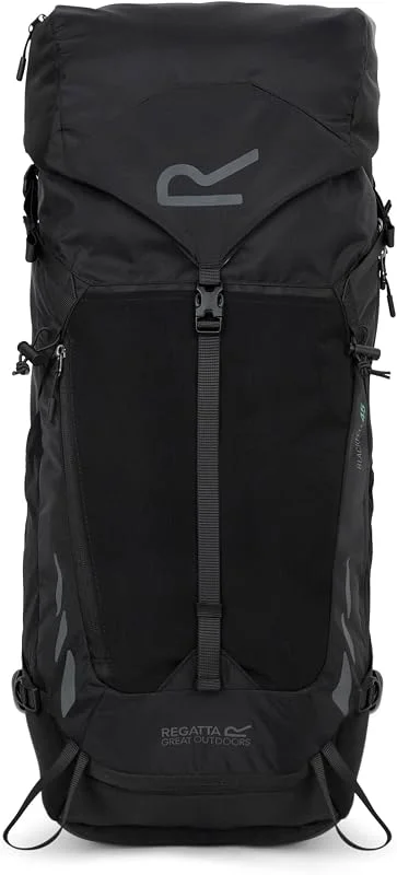 Regatta Blackfell Sac à dos réfléchissant avec cadre en métal 45 l Idéal pour la marche, la randonnée, le camping et le trekking, Noir, L, Décontracté — Equipement ski