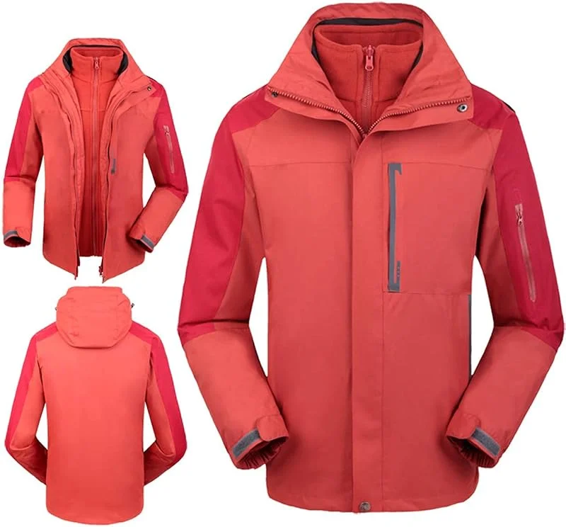 MU Veste de Ski Imperméable de 3 En 1 Pour Hommes Manteau D'Hiver Chaleureux Manteau de Montagne Veste de Neige Antistatique Rond-À-Vent Résistant À L'Usure Anti-Usure, Red, Xxl — Vetements ski
