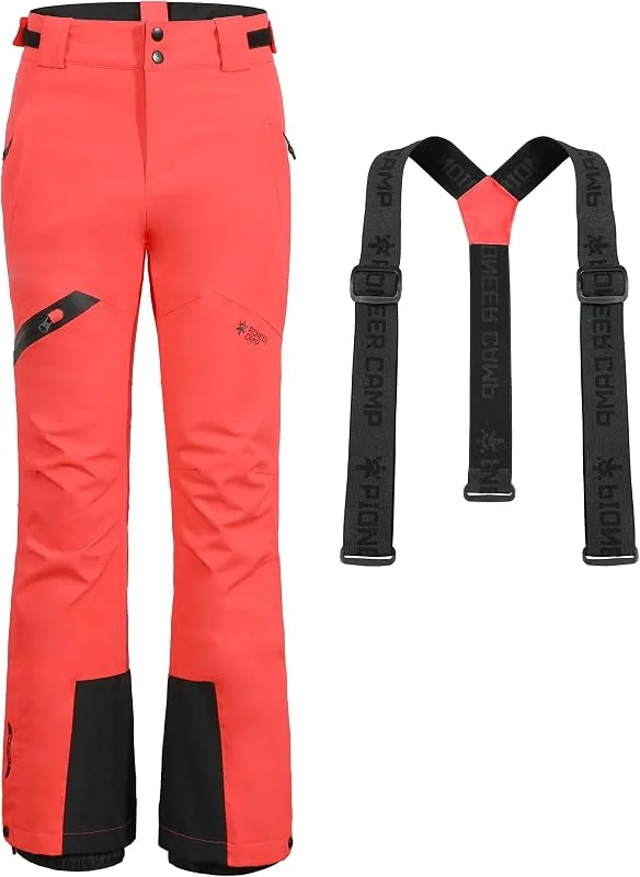 Pioneer Camp Pantalon Ski Femme Imperméable avec Bretelles Pantalon Neige Femme Pare-Neige Salopettes De Randonnée Pantalons Snowboard Chaud pour l'hiver — Vetements ski