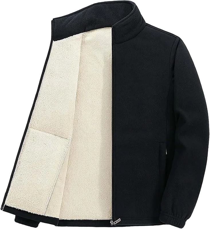 Générique Homme Veste Polaire Chaude et Épaisse veste softshell avec fermeture éclair Manches Longues Survêtement Gilet -Longue Pull Polaire Sweat Hiver Chaude Avec Revers — Vetements ski