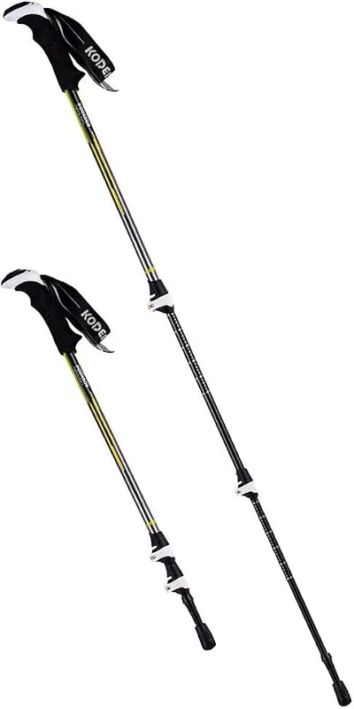 Bâtons De Randonnée Paquet De 2 avec Alliage D'aluminium 7075 3 Sections De Serrure Poignée De Tête De Serpent EVA Ultra Léger Choc Eva pour La Randonnée, Le Camping, Black — Equipement ski