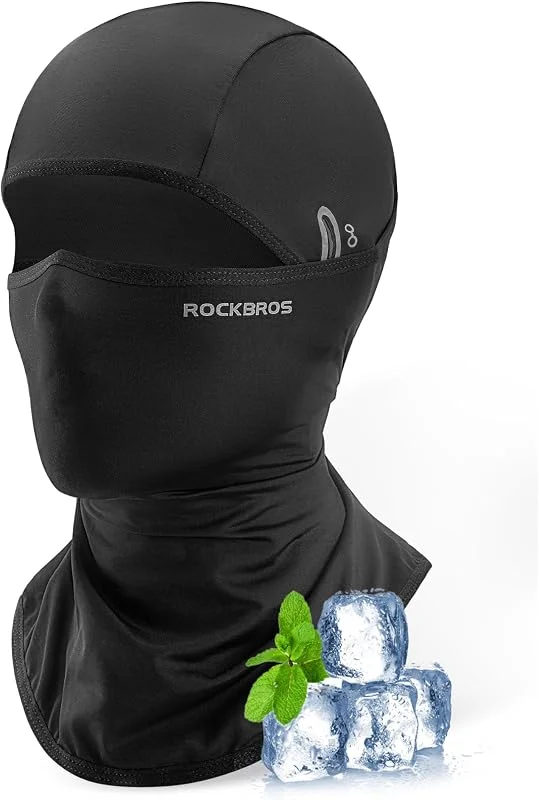 ROCKBROS Cagoule Moto Été Respirante Homme Femme, Masque Balaclava Protection UV en Tissu Rafraîchissant avec Trous pour Lunettes, Tour de Cou Anti-Transpiration pour Cyclisme Randonnée Plein Air — Equipement ski