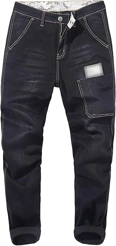 DGKaxiyaHM Jean Sarouel Patchwork Homme Pantalon en Denim décontracté à Taille Haute avec Poche Ample Pantalon d'aspect usé délavé Extensible de Grande Taille — Vetements ski