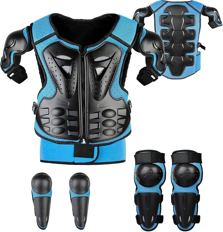 Équipement De Protection De Moto pour Enfant, 5 PièCes GenouillèRe Respirante CréAtive Equipement Moto Cross Enfant pour Tout-Terrain, Cyclisme, Ski, Patinage — Equipement ski