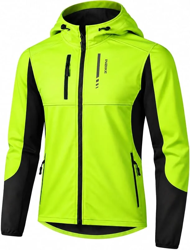 INBIKE Veste de Cyclisme d'Hiver Homme pour VTT Randonnée et Course Coupe-Vent Chaude Doublée En Polaire Avec Capuche À Visière Ajustable HC308 — Vetements ski