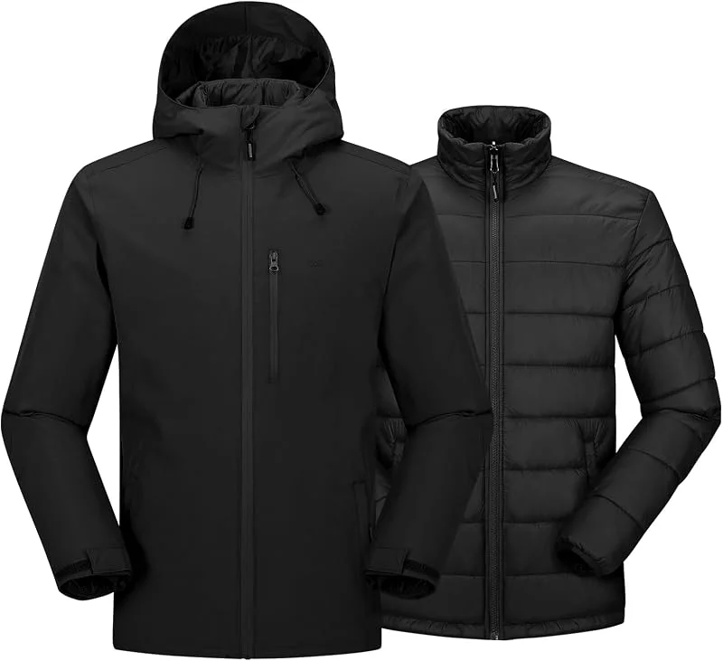 33, 000ft Veste de ski imperméable 3 en 1 pour homme, coupe-vent de montagne chaude, veste de pluie d'hiver avec veste bouffante — Vetements ski