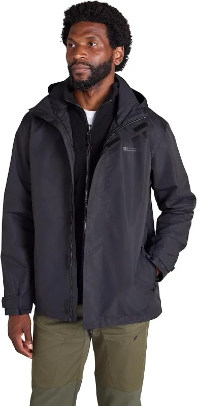 Mountain Warehouse Fell Veste 3 en 1 Hydrofuge pour Homme - Manteau à Capuche, Veste de Pluie, Doublure Polaire intérieure Amovible - Printemps été, Randonnée, Sport — Vetements ski