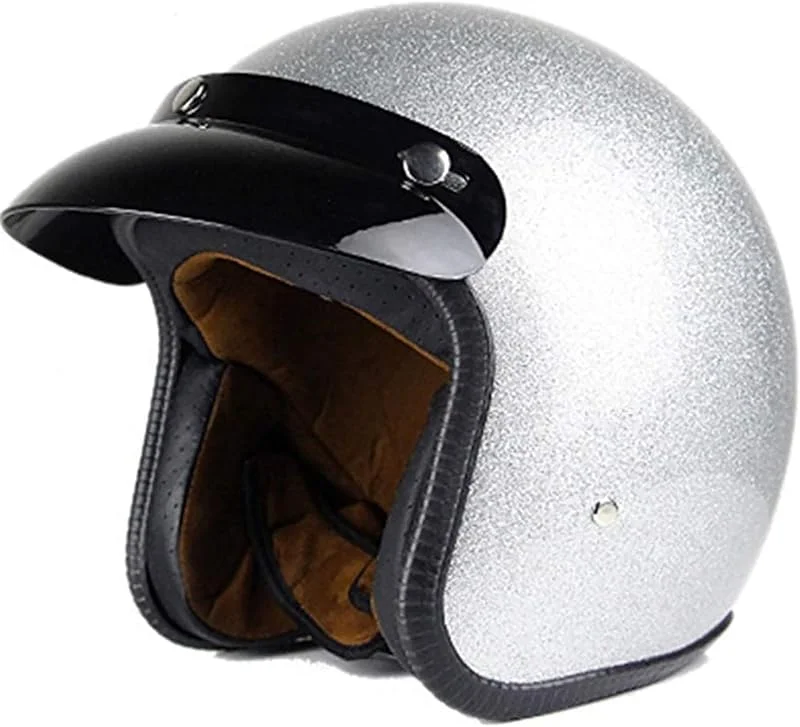 EBAYIN Casque Jet Vintage, Casque Moto Demi-Casque Retro Casque Jet 3, 4 Demi-Coque avec Lunettes, Casque De Protection for Homme Et Femme, Casque Scooter Casque Bol Homologué ECE(C, M=(57~58cm)) — Equipement ski