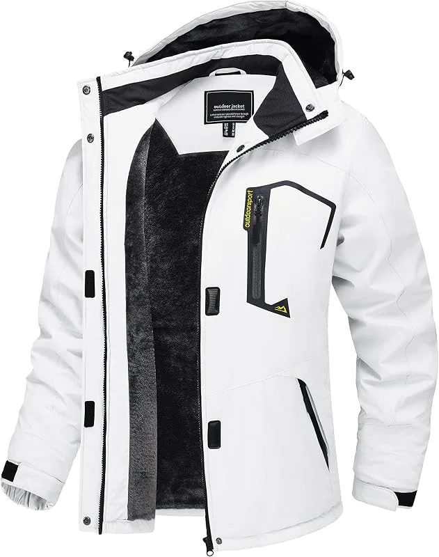 TACVASEN Veste Imperméable Femme Veste en Fleece pour Ski d'Hiver et Randonnée Extérieure avec Capuchon Détachable — Vetements ski