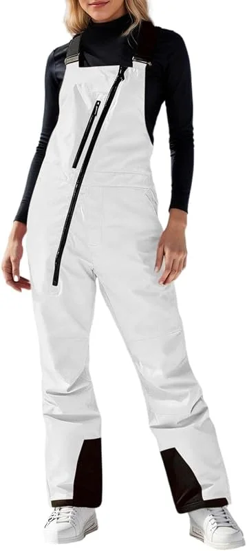 Generisch Combinaison de ski isolée pour toutes les conditions météorologiques, combinaison de neige d'hiver avec salopette pour femme — Vetements ski