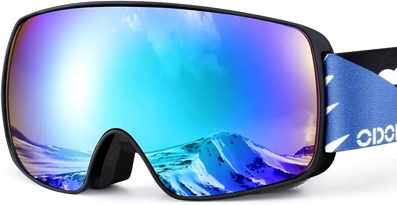 Odoland Lunettes de Ski Masque de Snowboard pour Enfants-Anti-UV400, Anti-Buée, Coupe-Vent, Lunettes de Protection avec Grande Lentille Sphérique étanche — Equipement ski