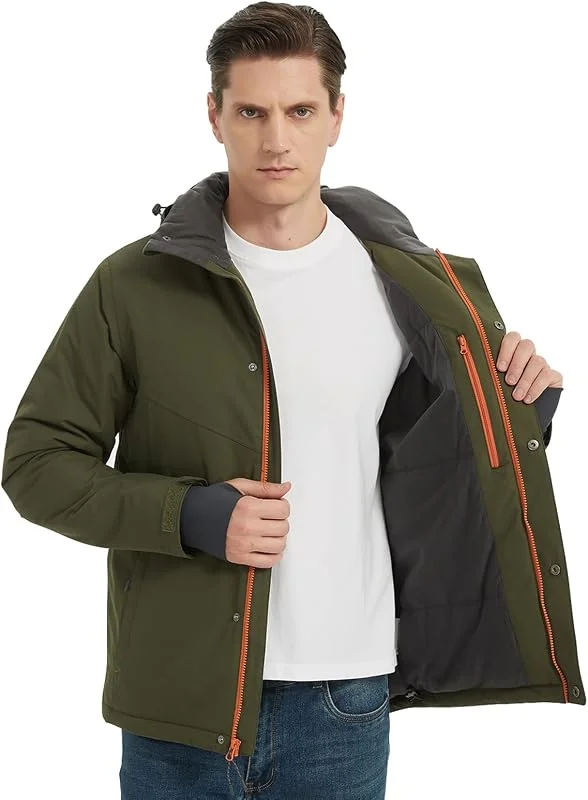 NORDIC OUTLAND Veste de ski d'hiver pour homme, manteau de neige isolé, coupe-vent à capuche, coupe-vent chaud — Vetements ski
