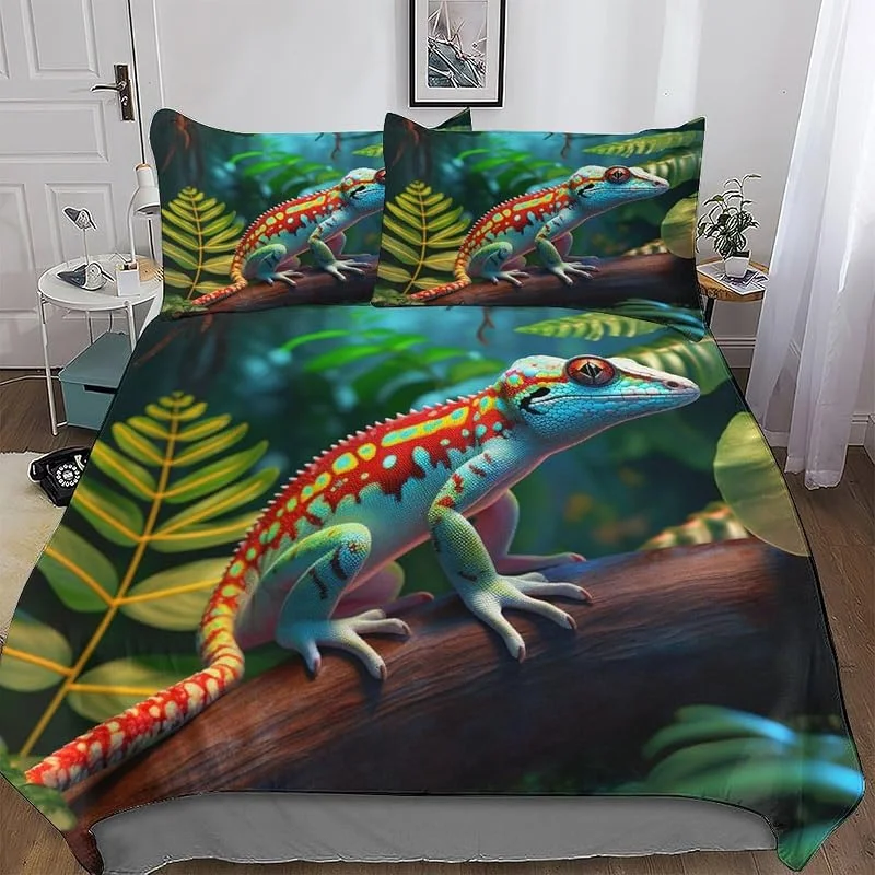 caméléon Housse De Couette 3 Pièces Douce Microfibre Housse Couette, pour Parure De Lit, avec Taie d'oreiller Assortie, Double 200x200cm — Equipement ski