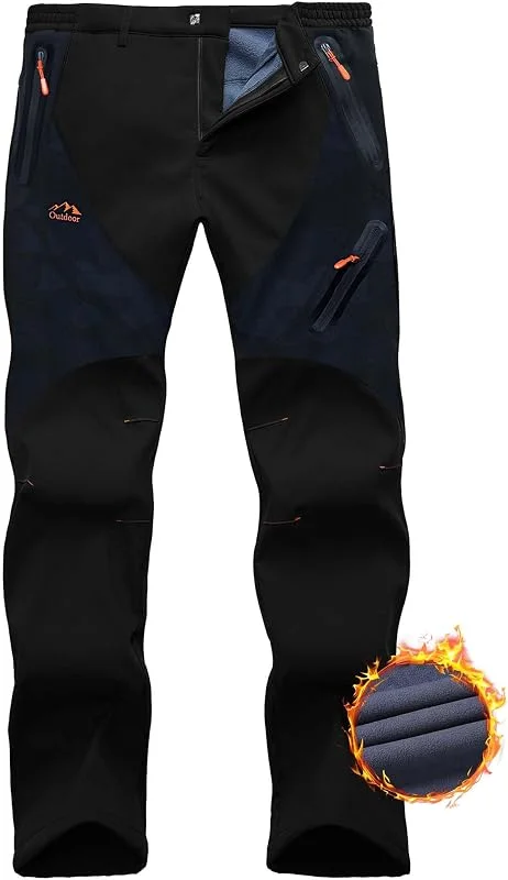 Pantalon Homme Montagne Softshell Noir Impermeable et Thermique — Vetements ski
