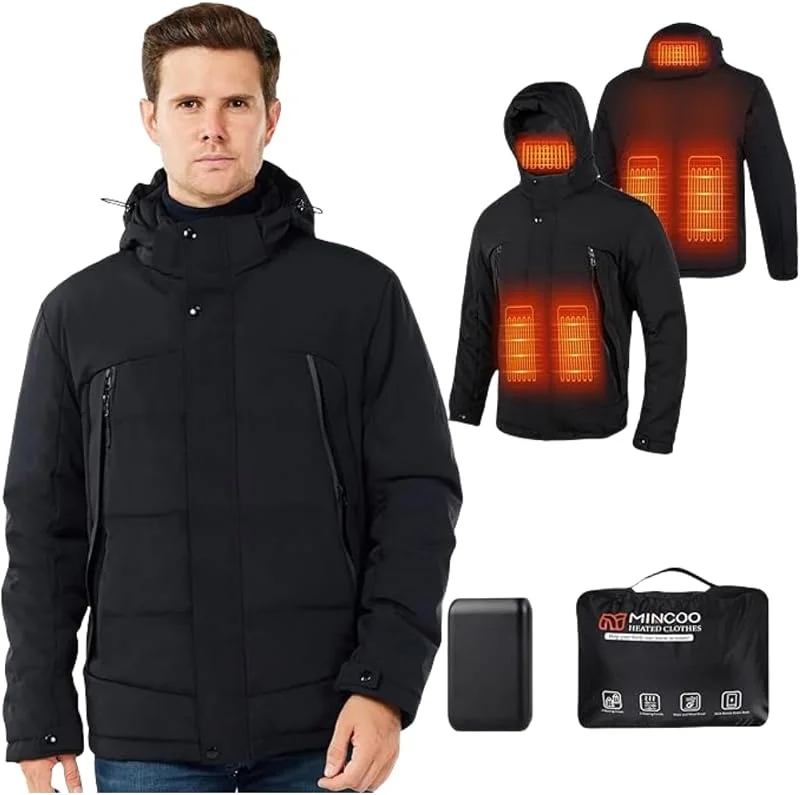 Mincoo Veste Chauffante Homme, 18400mAh 7.4V Batterie Veste Chauffant — Vetements ski