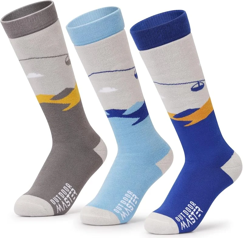 OutdoorMaster Chaussettes de Ski Enfants, Chaussettes Thermique Manchette Antidérapante Sur Le Mollet (OTC) Pour Homme et Femme — Vetements ski