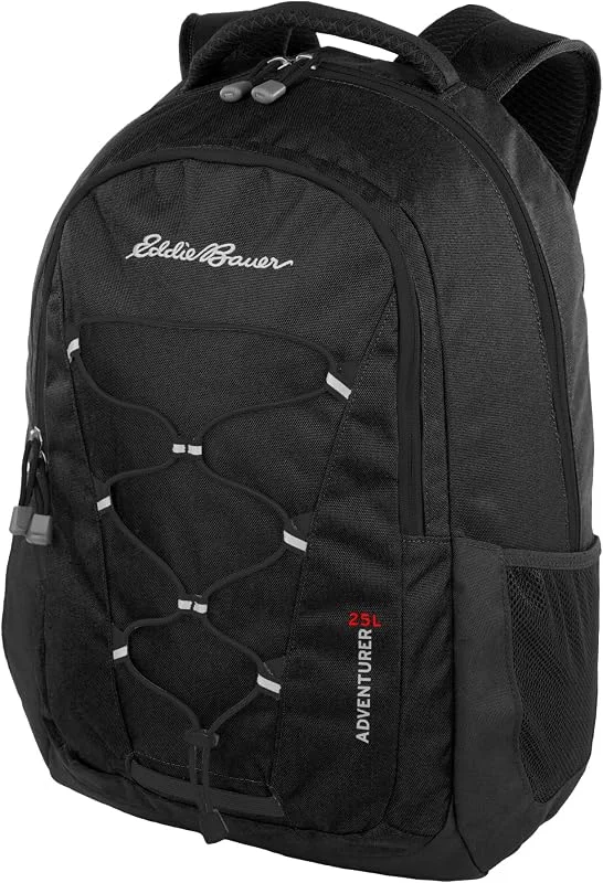 Eddie Bauer Sac à dos Adventurer Series, Adventurer - Noir, 25L, Sac à dos aventurier avec compartiments de rangement et housse compatible avec les ordinateurs portables, hydratants — Equipement ski