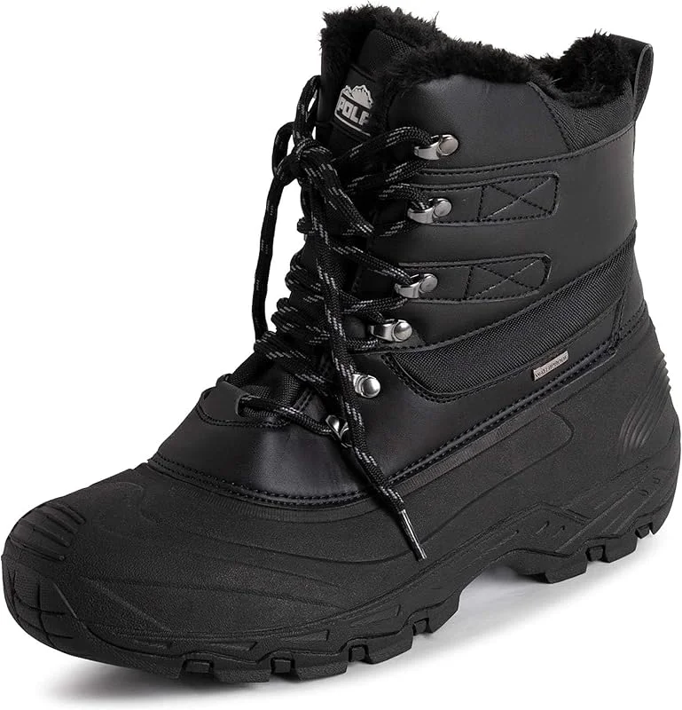 Polar Hommes Imperméable Semelle Bande De Roulement Profonde Fausse Fourrure Doublée l'hiver Bottes De Neige — Equipement ski