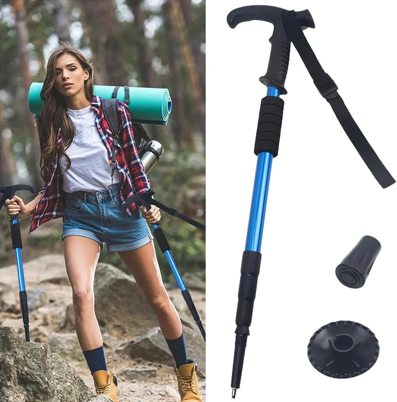 Bâtons de marche pliables pour hommes et femmes - Bâtons de randonnée télescopiques en alliage d'aluminium - Utilisées pour les voyages en plein air, la randonnée en montagne et d'autres sports — Equipement ski
