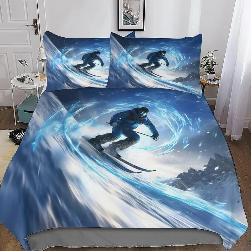 Ski Housse De Couette De Couette en Douce Microfibre Coton pour Enfants Et Adolescents Microfibre Parure De Lit Double (200x200cm) — Equipement ski
