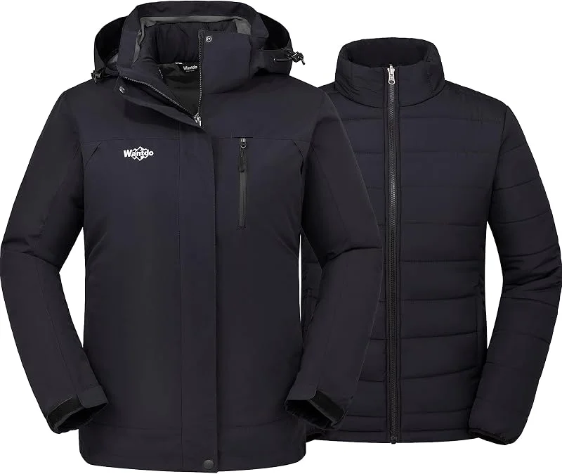Wantdo Femme Ski Manteau d'hiver Chaud 3 en 1 avec Doublure Amovible Veste — Vetements ski