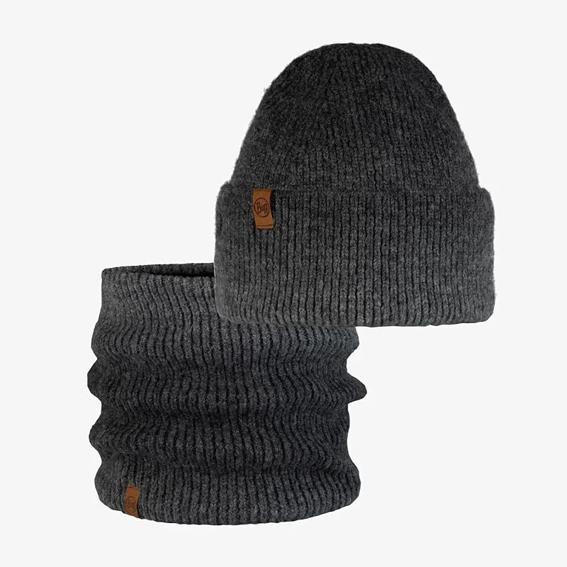 BUFF® Product Bundle, Knitted Bonnet Marin Graphite Noir et Knitted et Fleece Tour de cou Marin Graphite Noir Taille unique Adulte — Vetements ski