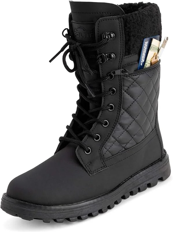 Polar Bottes Femme Hiver Impermeables – Semelle Memoire de Forme – Poche Exterieure – Fermeture Interieure – Semelle Crantee en Caoutchouc pour la Neige — Equipement ski