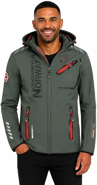Geographical Norway Royaudb Men Dsitribrands Production Veste Softshell Capuche Homme Impermeable Manteau Outdoor Blouson Coupe Vent Tactique Resistant Randonnee Ski Automne Hiver Printemps — Vetements ski
