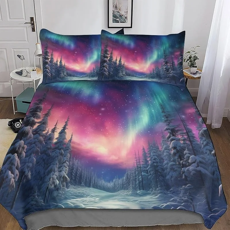 Aurore Housse De Couette 3 Pièces, Motif Housse De Couette, pour Enfants, Adolescents, Adulte, Douce Microfibre Parure De Lit avec Taie d'oreiller, Double (200x200cm) — Equipement ski