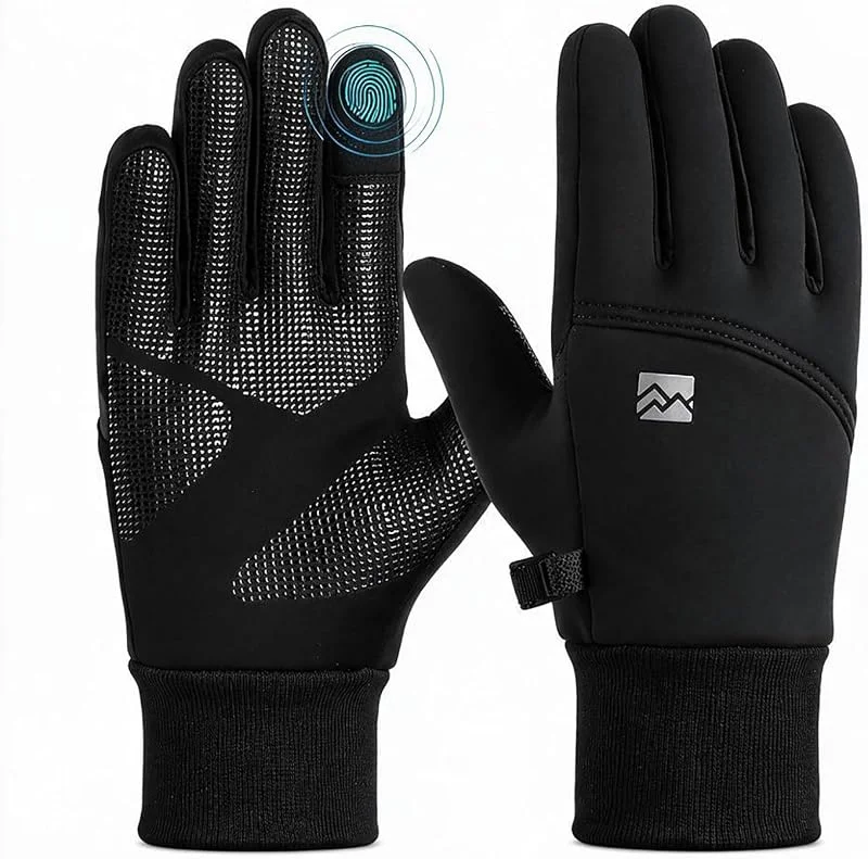Vinuwu Thinsulate Gants d'hiver thermiques imperméables pour écran tactile avec poignée en silicone antidérapante - Parfaits pour le cyclisme, la course, la conduite, la randonnée, le ski et les — Vetements ski