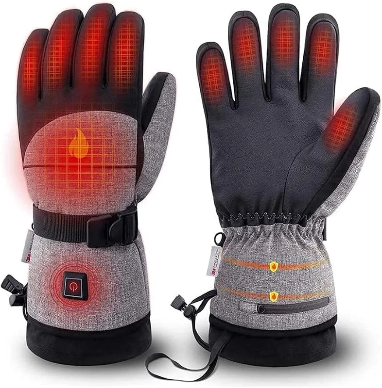 Gants Chauffants avec Batterie Rechargeable 2500 MAH - Contrôle Intelligent à 3 Niveaux de Chauffage, Gants d'hiver imperméables et Respirants, Gants de Ski à écran Tactile — Vetements ski