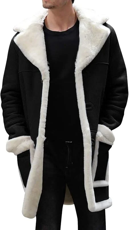 Générique Sweat Homme Hiver Chaud Veste Polaire veste softshell avec fermeture éclair Manches Longues Manteaux avec Poche -Longue Pull Polaire Sweat Avec Revers Veste Gilet Vintage — Vetements ski
