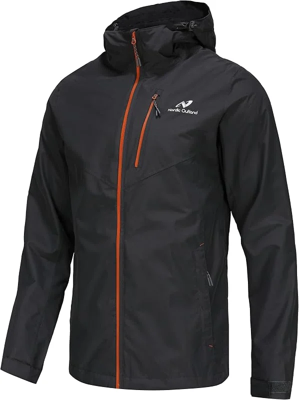 NORDIC OUTLAND Veste de pluie légère à capuche imperméable et respirante pour homme pour randonnée en montagne — Vetements ski